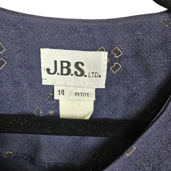 Vintage‎ J.B.S. Ltd Blue Patterned 3/4 Sleeve Tunic Button Front Womens Size 14P - Picture 4 of 11